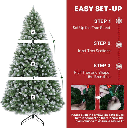 Hykolity 7.5 ft Prelit Christmas Tree, Artificial Christmas Tree with 350 Warm White Lights, 1446