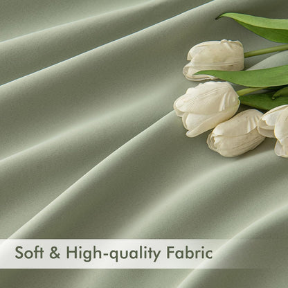 MIULEE Back Tab Sage Green Curtains 90 Inch Long 2 Panels Set for Living Room Bedroom Privacy, Rod