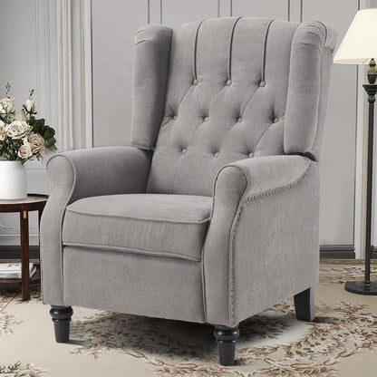 EBELLO Pushback Recliner Chair, Fabric Armchair Push Back Recliner with Rivet Decoration, Mid