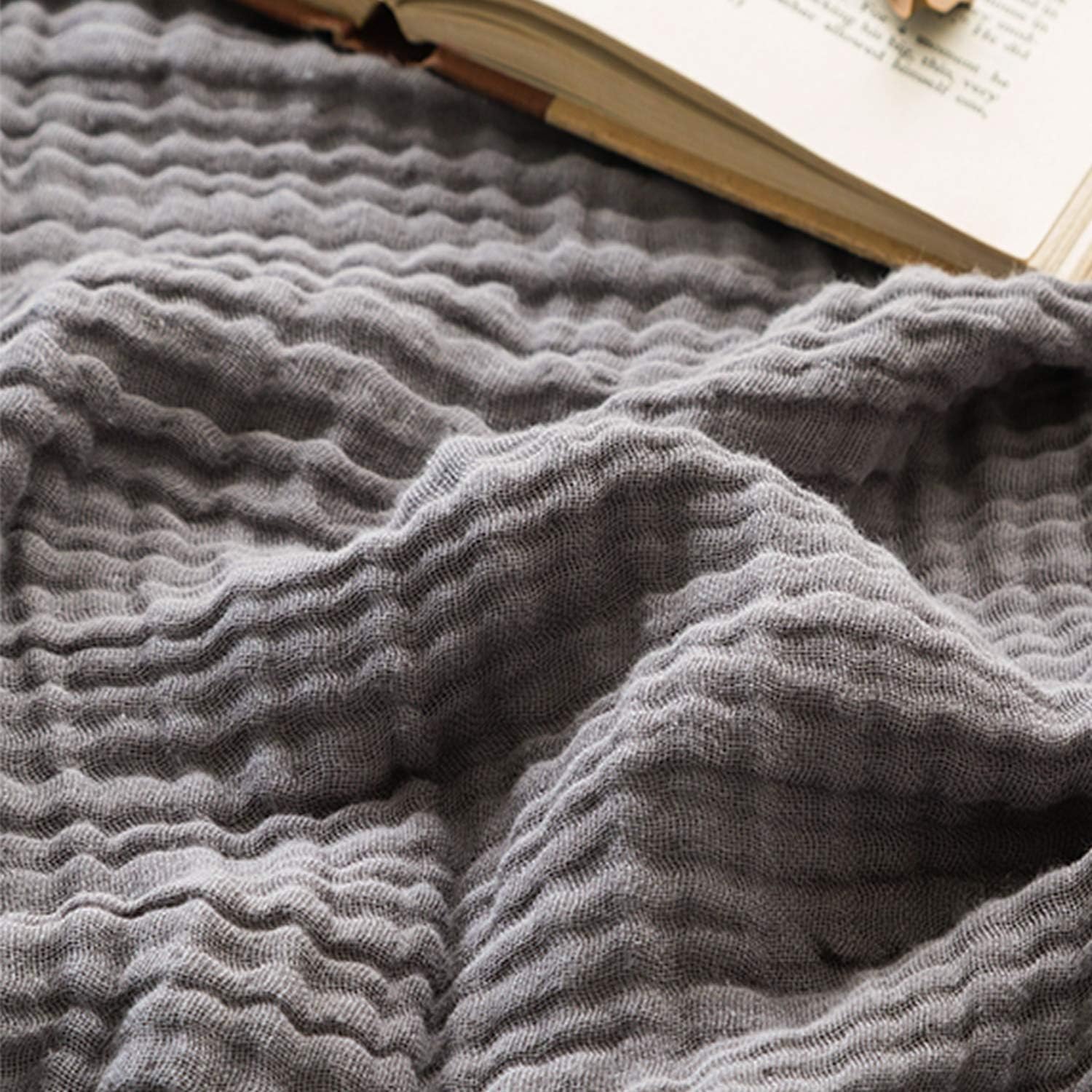 EMME Cotton Blanket Muslin Throw Blanket for Couch Breathable Gauze Blanket All Season Soft and