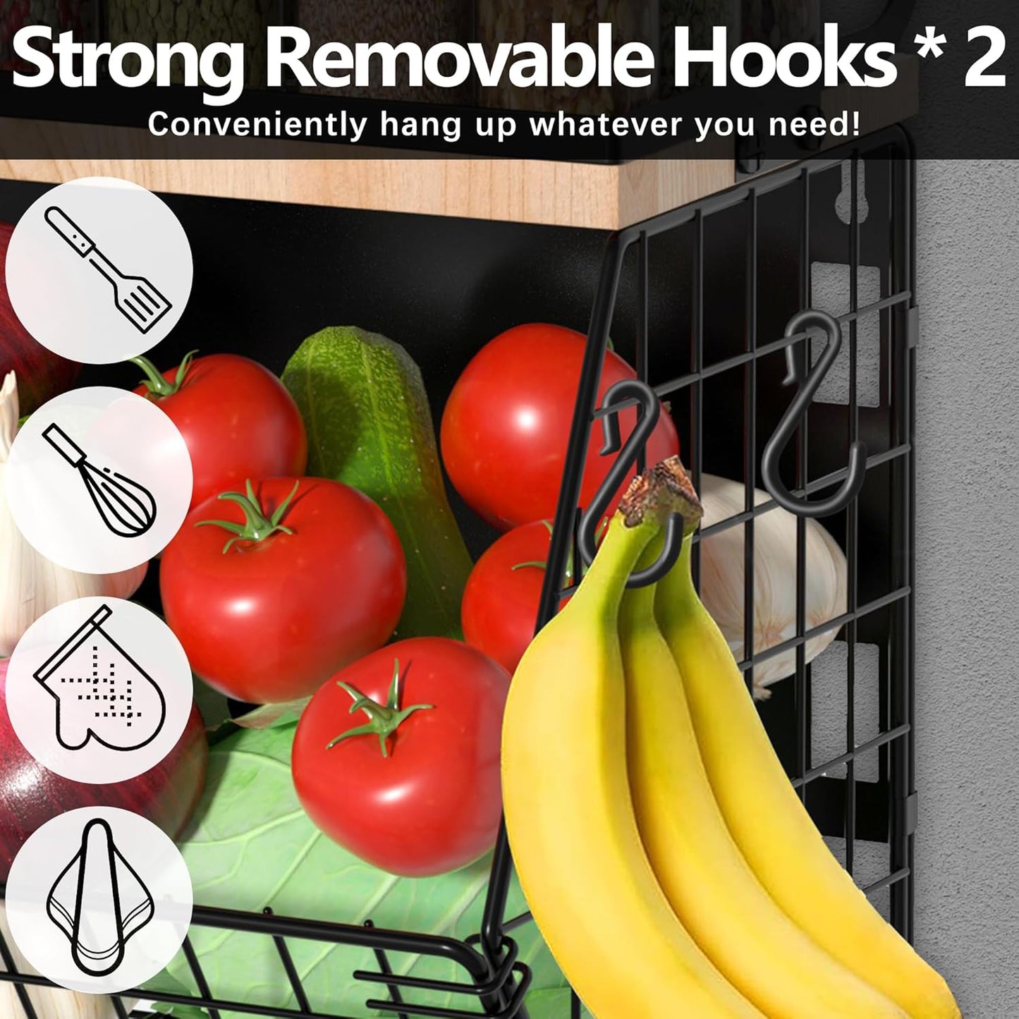 Magnetic Spice Rack for Refrigerator, Fruit, Potato & Onion Storage Bin,Large Capacity Magnetic
