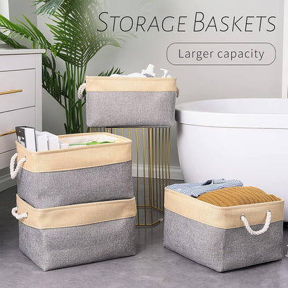 Organization and Storage Basket for Organizing - Large 4 Pack 16x12x8 inch Collapsible Baskets for