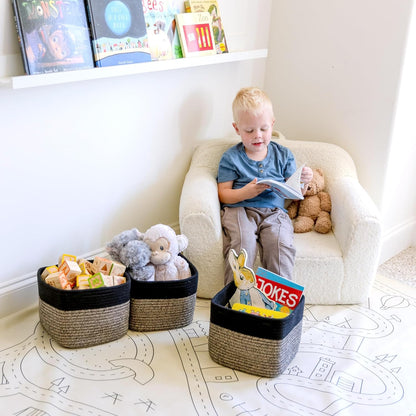 NaturalCozy Storage Cubes 9”x9”x7”Cotton Rope Woven Baskets for Organizing 3-Pack | 9 Inch Cube