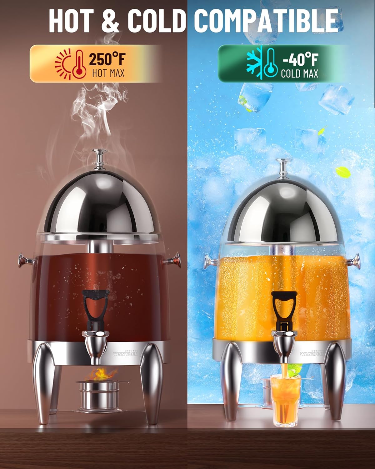 WantJoin Beverage Dispenser With Stand - 3.2 Gallon Drink Dispenser With Ice Core & Fuel Holder