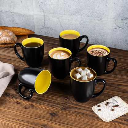 GBHOME 16oz Coffee Mugs Set of 6, Large Ceramic Coffee Mugs for Man, Woman, Dad, Mom, Modern Coffee