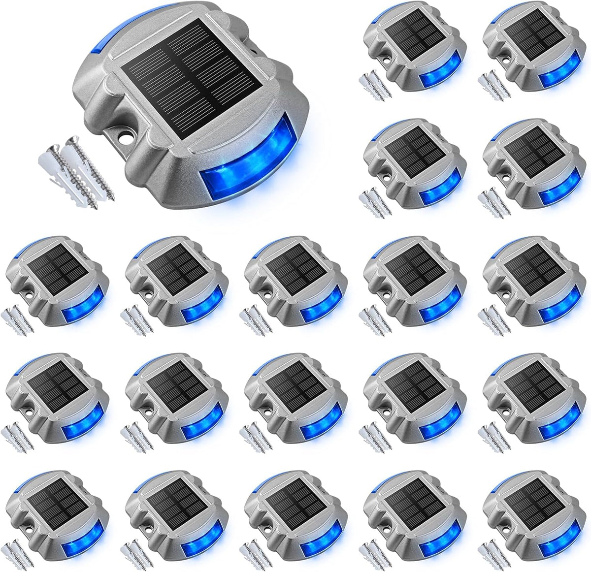 VOLISUN Solar Deck/Dock Lights, 20-Pack Led IP67 Waterproof Outdoor Warning Step Lights for