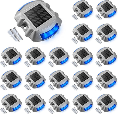 VOLISUN Solar Deck/Dock Lights, 20-Pack Led IP67 Waterproof Outdoor Warning Step Lights for