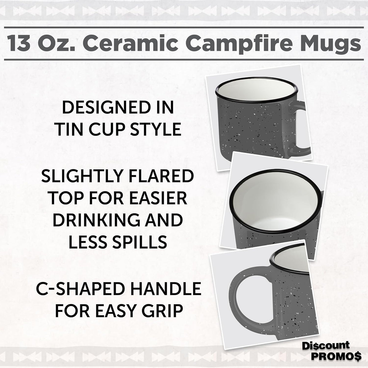 DISCOUNT PROMOS Ceramic Campfire Coffee Mugs 13 oz. Set of 10, Bulk Pack - Perfect for Tea