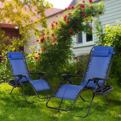 Nazhura Set of 2 Relaxing Recliners Patio Chairs Adjustable Steel Mesh Zero Gravity Lounge Chair