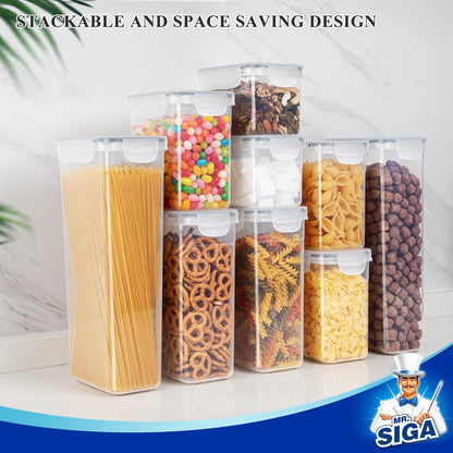 MR.SIGA 16 Pack Airtight Food Storage Container Set, BPA Free Kitchen Pantry Organization, Kitchen