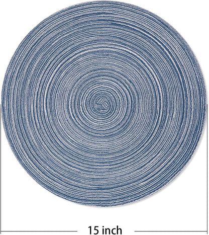 AHHFSMEI Round Braided Placemats Set of 6 Round Table Mats for Dining Tables Natural Woven Heat