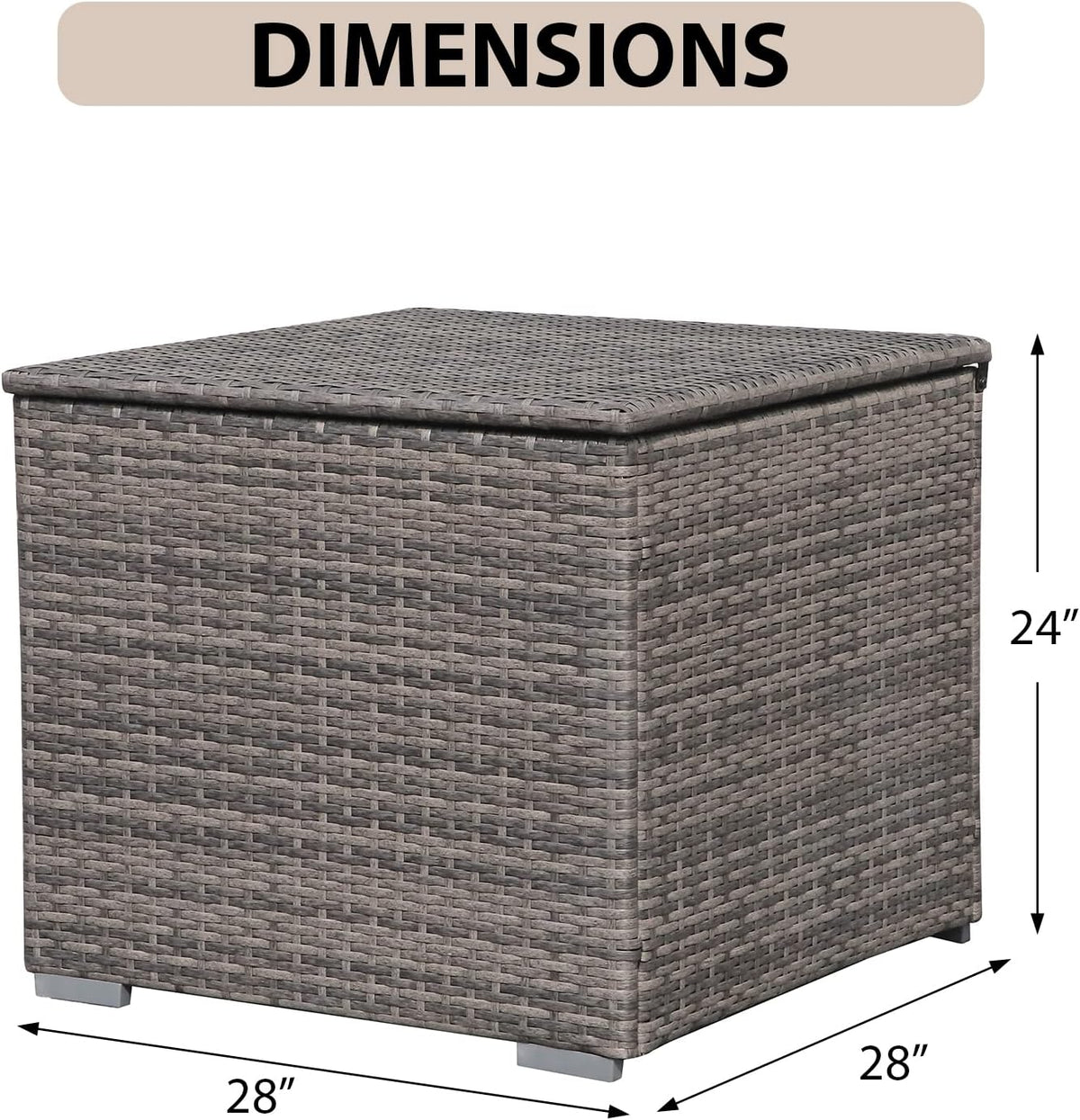 Super Patio Outdoor Patio Storage Box Waterproof, Wicker Storage Bin Deck Box for Cushions, Garden