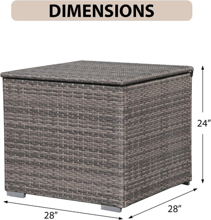Super Patio Outdoor Patio Storage Box Waterproof, Wicker Storage Bin Deck Box for Cushions, Garden