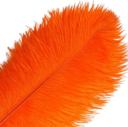 THARAHT Orange Ostrich Feathers 12pcs Large Natural Bulk 12-14Inch 30cm-35cm for Wedding Party