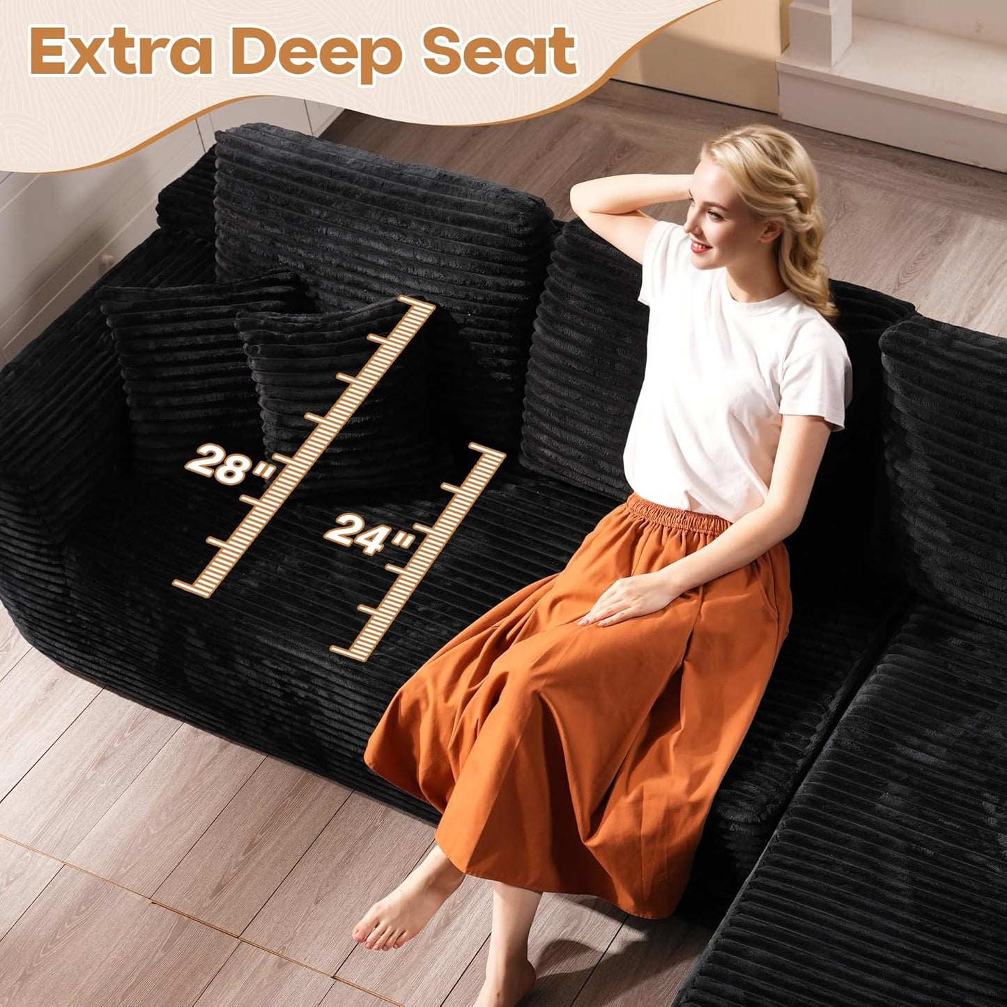 Cloud Sectional Couches for Living Room,U Shaped Modular Sofas No Assembly,135x107 Inches Plush