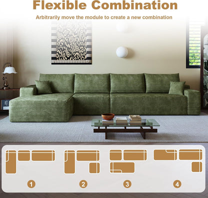 108" Sectional Couches for Living Room Modern Modular Sofa with L-Shape Couchs Upholstered Boneless