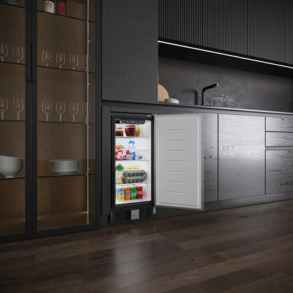 KoolMore 15” Inch 3 Cu. Ft. Built-In Mini Fridge for Food and Beverages with 3 Glass Shelves