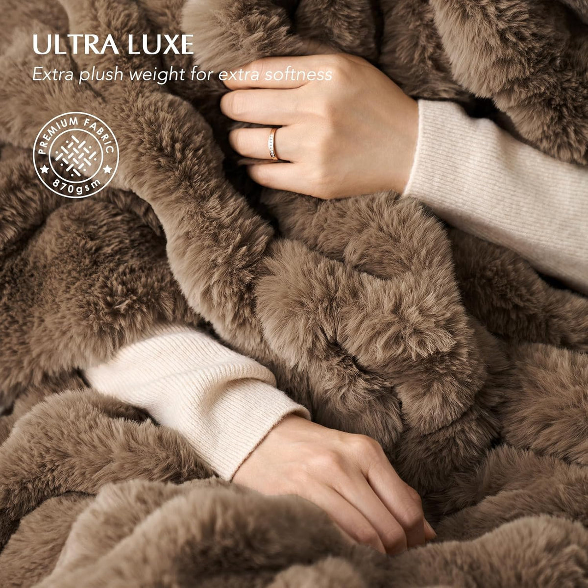 EVERGRACE Ultra Soft Luxury Fluffy Faux Rabbit Fur Throw Blanket, Thick Warm Fuzzy Blankets for