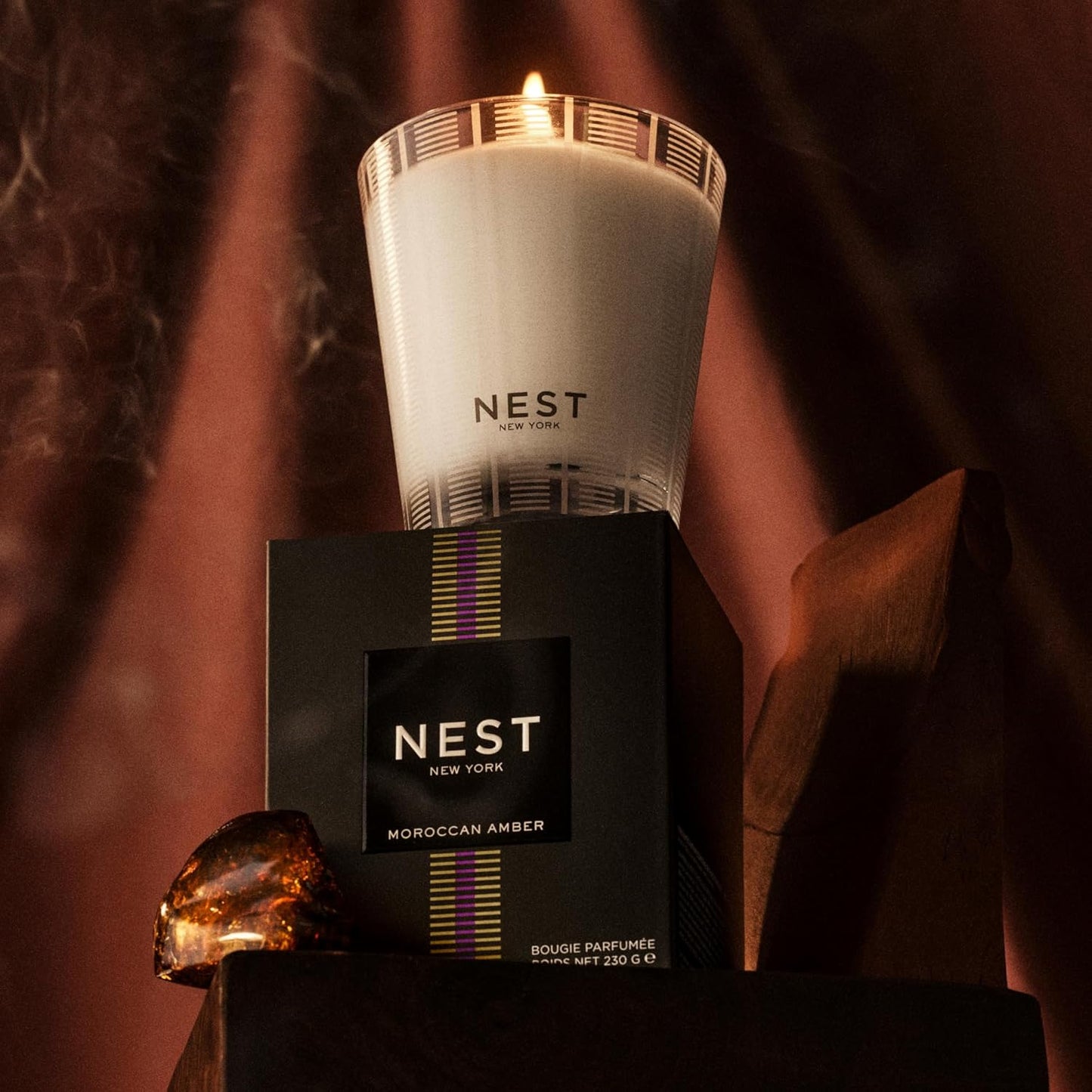 NEST New York Scented Classic Candle, Moroccan Amber - 8.1 oz - Up to 60-Hour Burn Time - Reusable