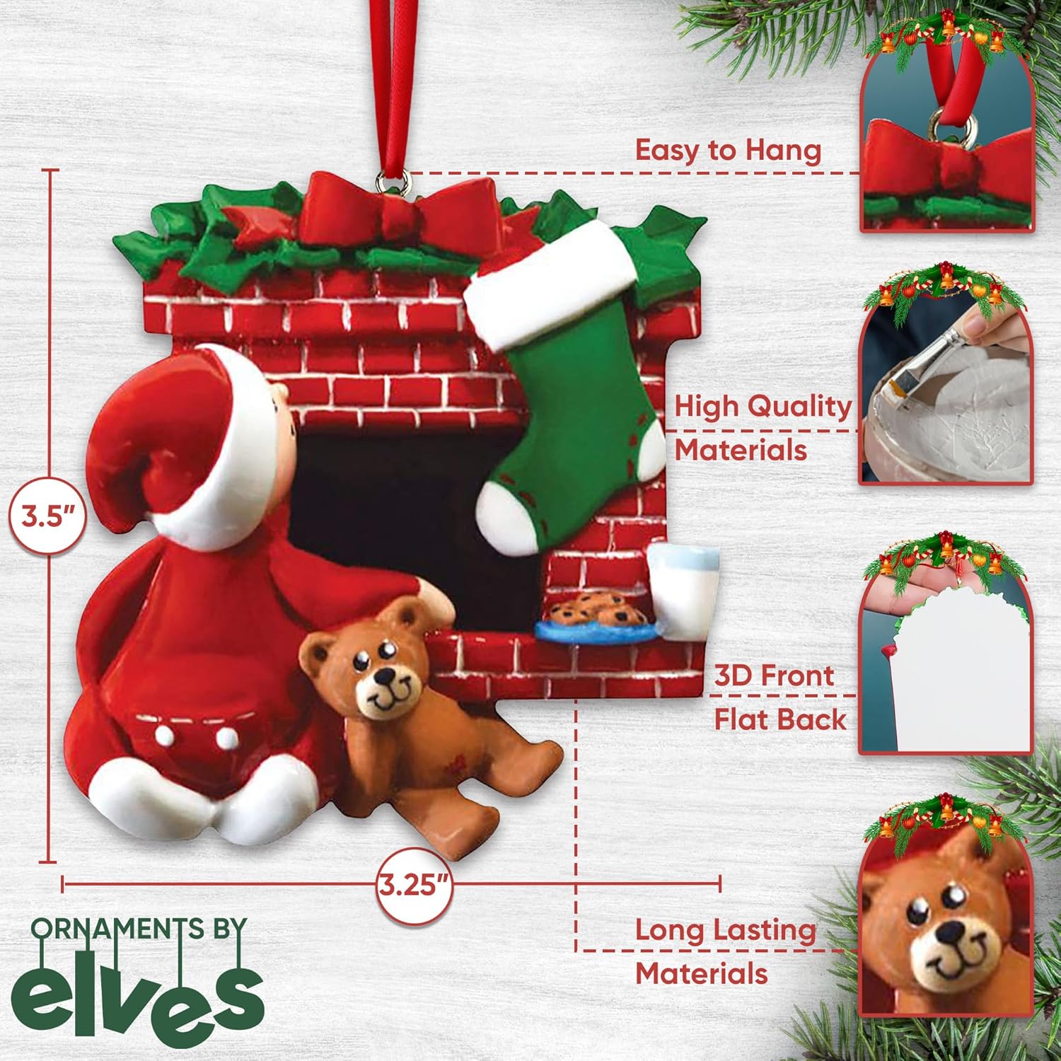 3D Fireplace Toddler Ornaments for Christmas Tree 2025 - Xmas Eve Ornament for Kids Ornament for