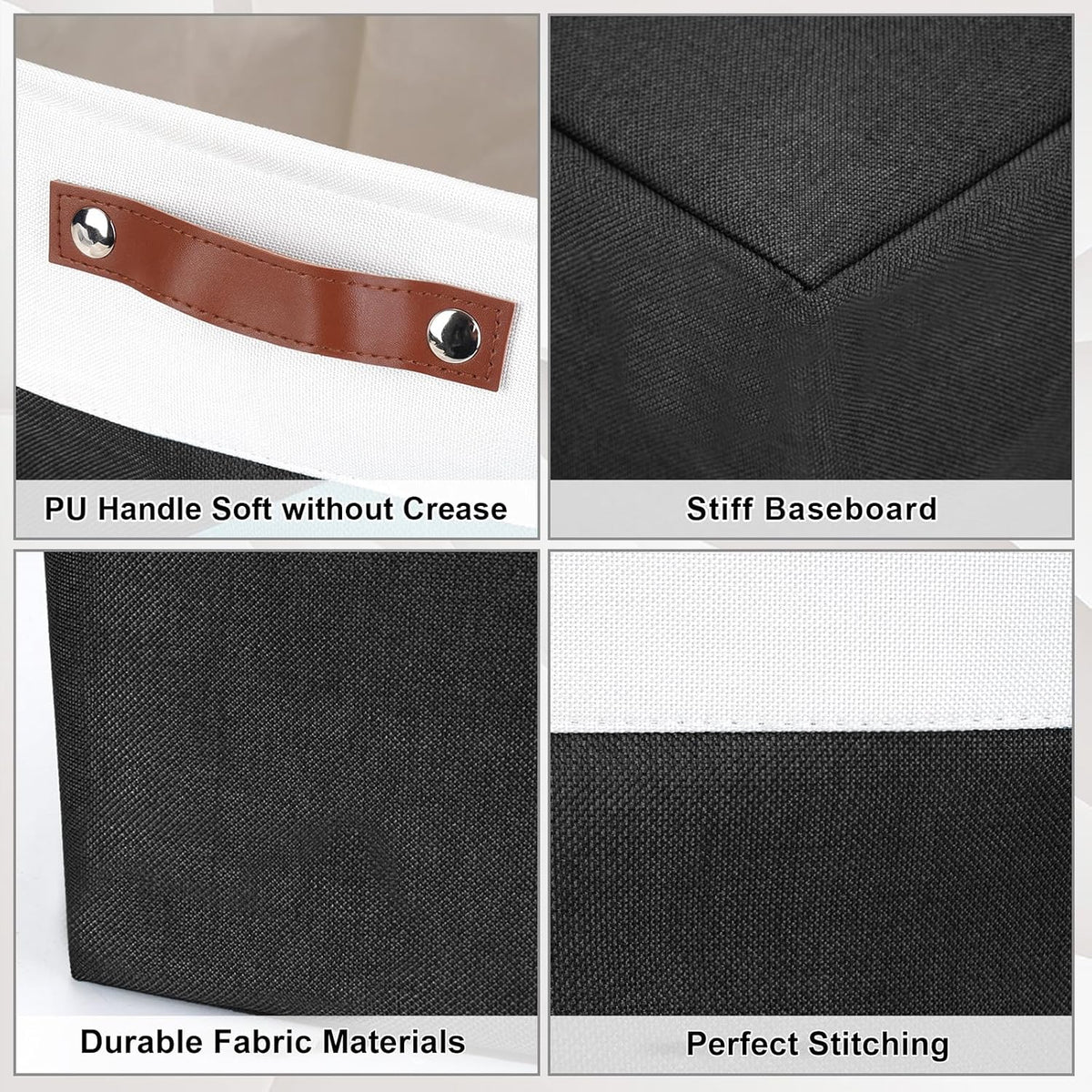 13x13 Cube Storage Bins, Collapsible Fabric Storage Box, 4 Pack Closet Baskets with Handles for