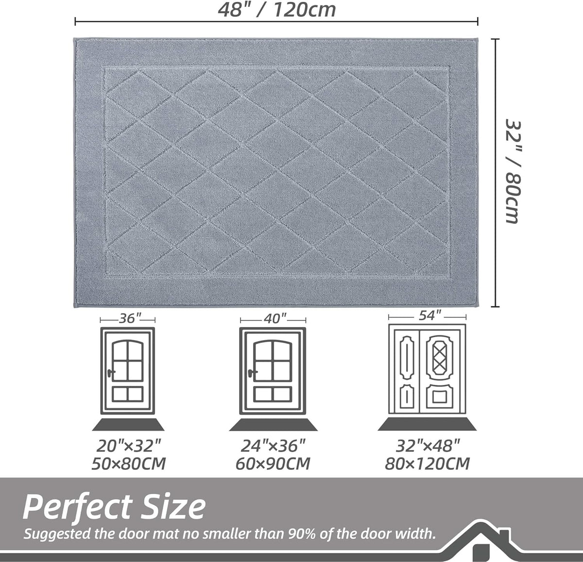 BEQHAUSE Dirt Trapper Door Mat 32" x 48", Doormat Non-Slip Entryway Rugs Washable, Dog Door Mat