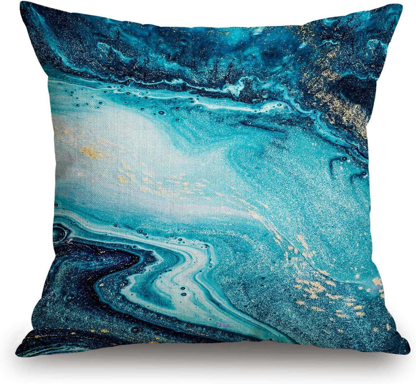 TSSOHU Marble Luxury Ocean Art Agate Blue Paint Gold Powder Cotton Linen Square Throw Waist Pillow