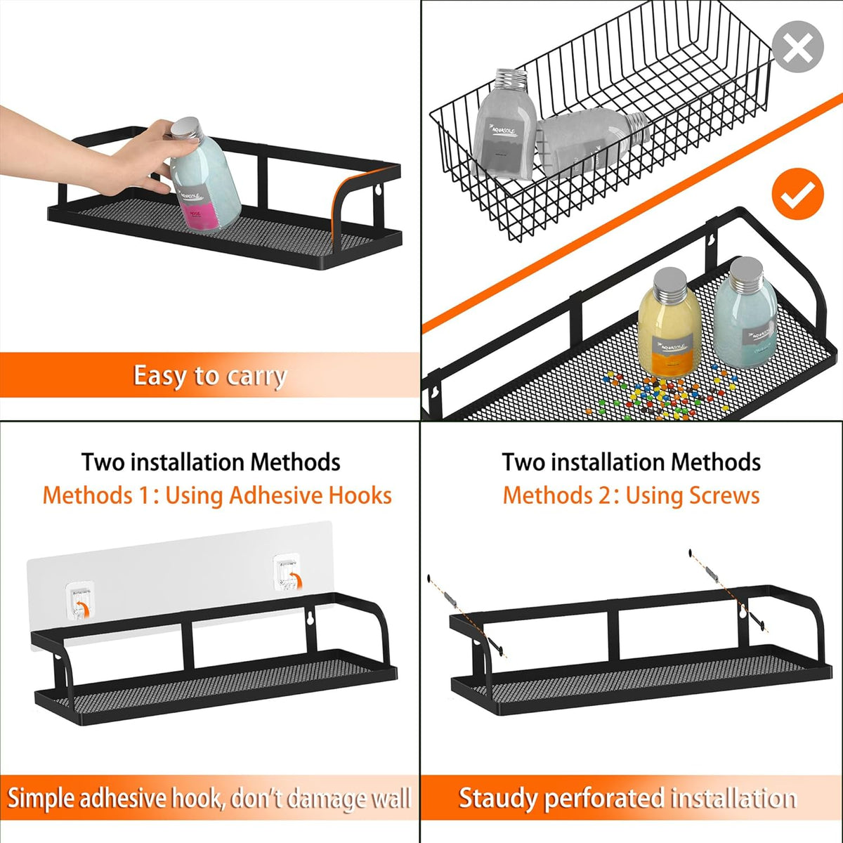 PUSDON Hanging Storage Baskets Organizer Wall Mount, Metal Wire Storage Bin Rack for Kitchen
