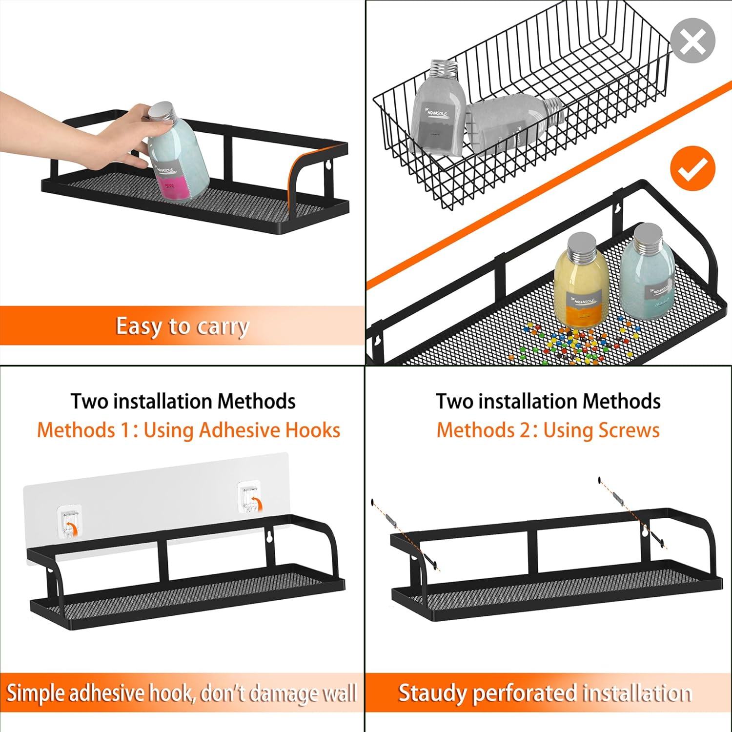 PUSDON Hanging Storage Baskets Organizer Wall Mount, Metal Wire Storage Bin Rack for Kitchen