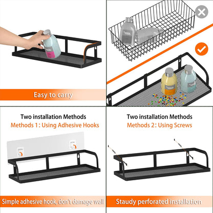 PUSDON Hanging Storage Baskets Organizer Wall Mount, Metal Wire Storage Bin Rack for Kitchen