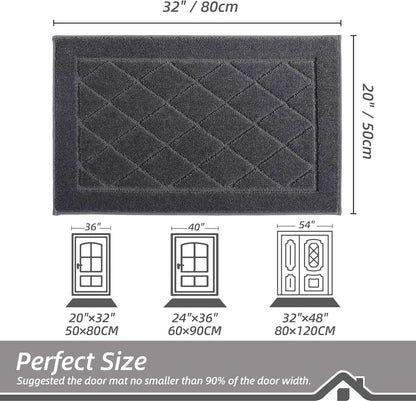 BEQHAUSE Dirt Trapper Door Mat 20" x 32", Doormat Non-Slip Entryway Rugs Washable, Dog Door Mat