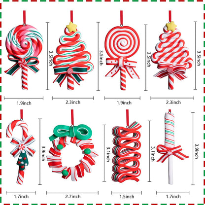codree 8 PCS Christmas Hanging Lollipop Ornaments- Candy Ornaments for Christmas Tree- Candies