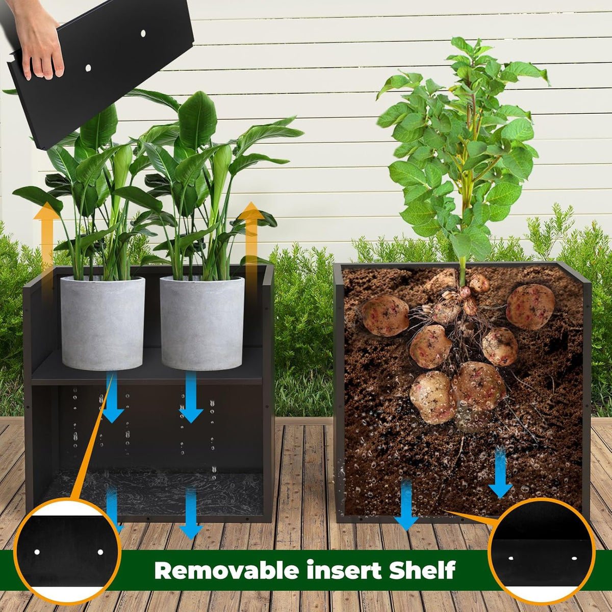 Galvanized Steel Metallic Heavy Planter for Outdoor Plants Metal Outdoor Planter Spliced Flower Box