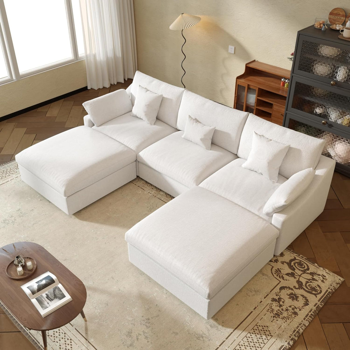 JACH U Shaped Sectional Couches, Cloud Sectional Couch with Deep Seat, 119" Down Filled Modular