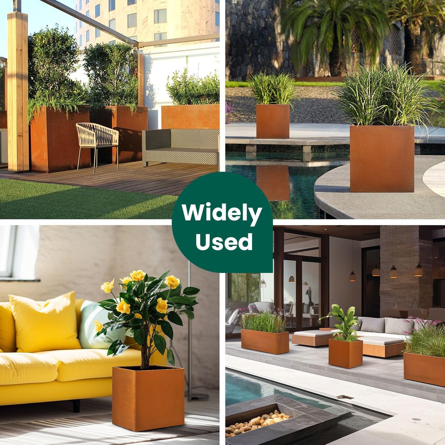 Corten Steel Planter Box Metal Outdoor Large Rectangular Rustic Durable Antique Detached for