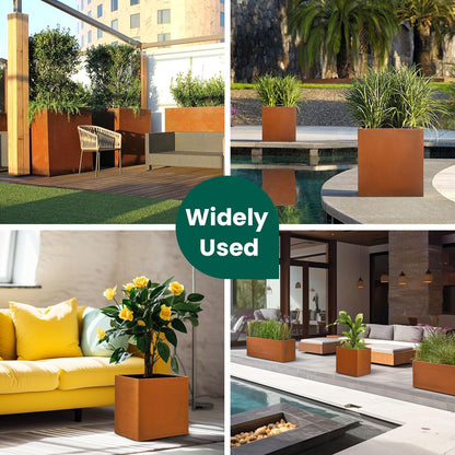 Corten Steel Planter Box Metal Outdoor Large Rectangular Rustic Durable Antique Detached for