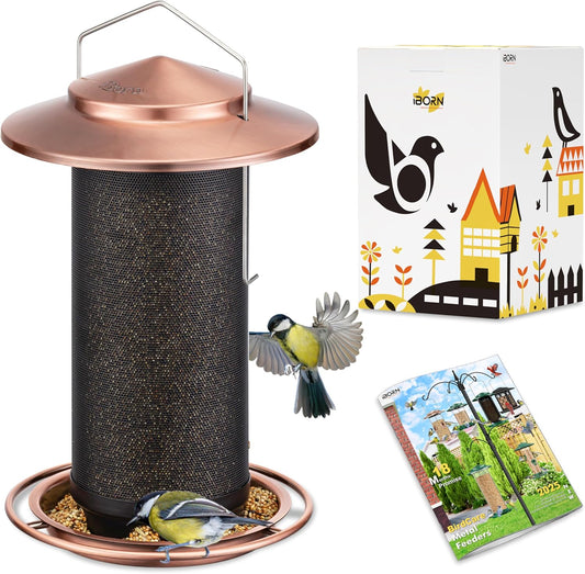 iBorn Bird Feeders for Outdoors, All Metal Mesh Tube, Holding Bird Seed for Outside Feeders,18cm