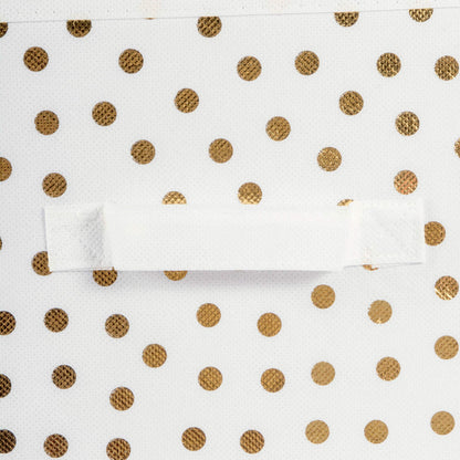 DII Woven Polyester Storage Bin, Polka Dot, White & Gold, Large Set of 2