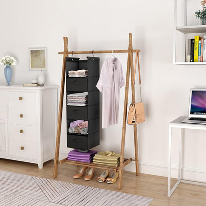 MAX Houser 6 Tier Shelf Hanging Closet Organizer, Closet Hanging Shelf with 2 Sturdy Hooks for