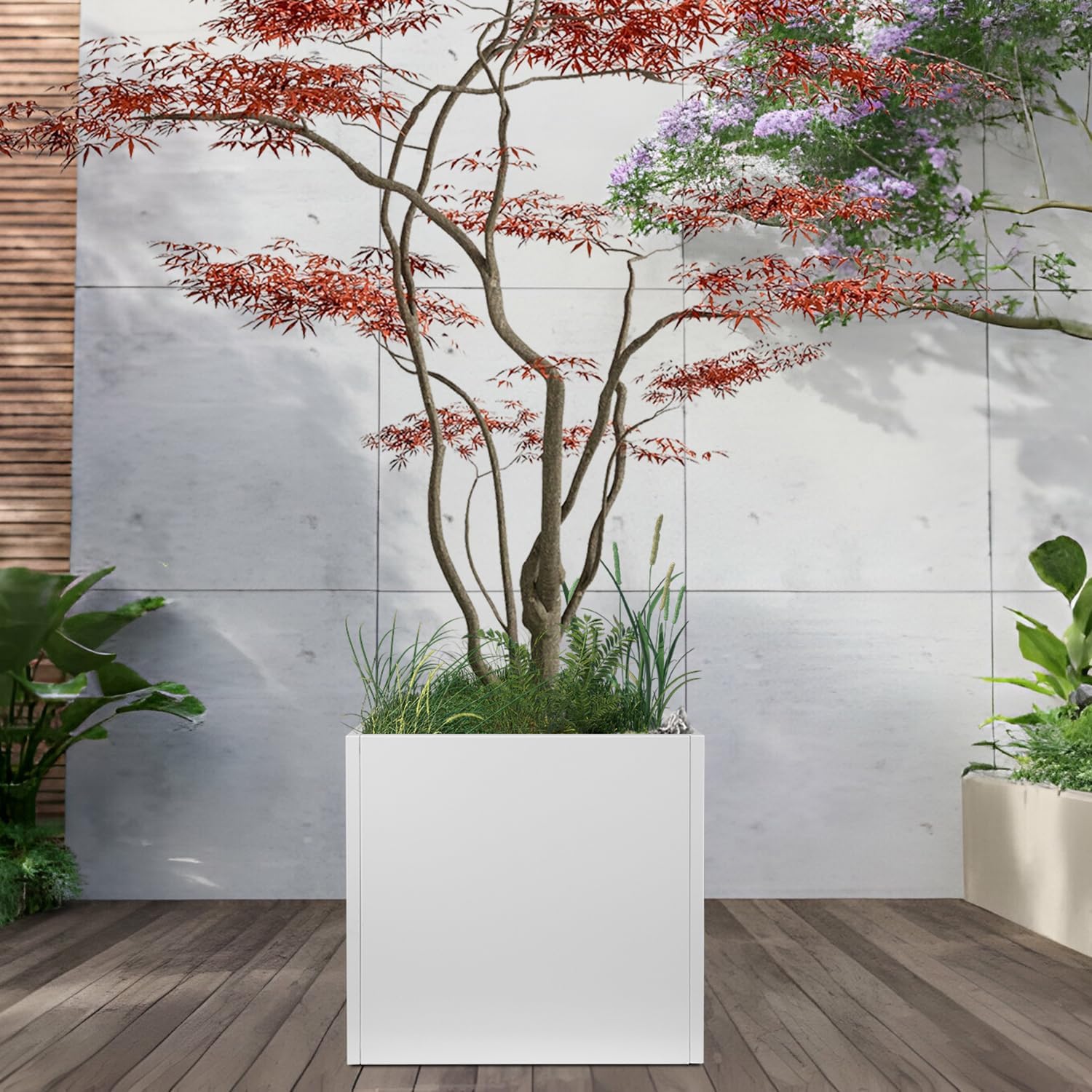 White Steel Planter Square Outdoor Planters Galvanized Steel Planter Box Indoor Metal Large