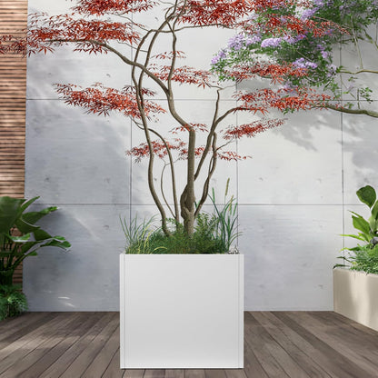 White Steel Planter Square Outdoor Planters Galvanized Steel Planter Box Indoor Metal Large