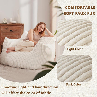 Giant Bean Bag Chairs for Adults Teens, Large Bean Bag Sofa Chairs with Filling Comfy Fuzzy BeanBag