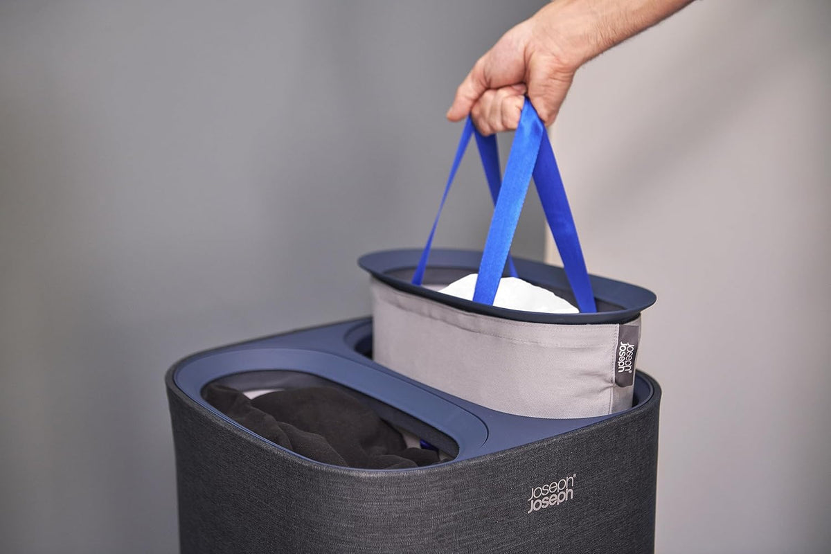 Joseph Joseph Tota 60 liter/15.8 gallon Laundry Hamper Separation Basket with lid, 2 Removable