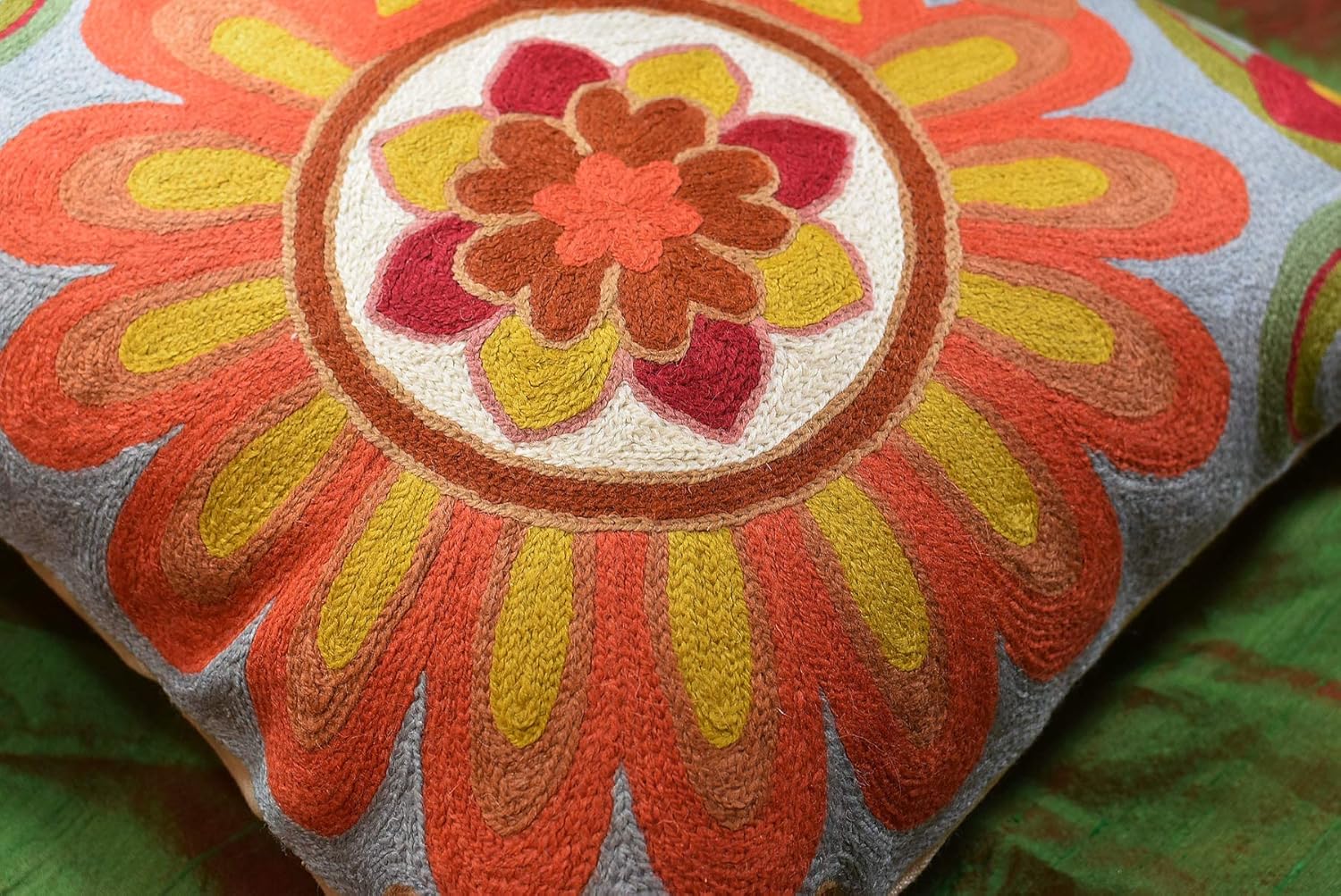 Soft Turquoise Hand Embroidered Floral Pillow Cover Flower Pillows Loral Outdoor Pillowcase Suzani
