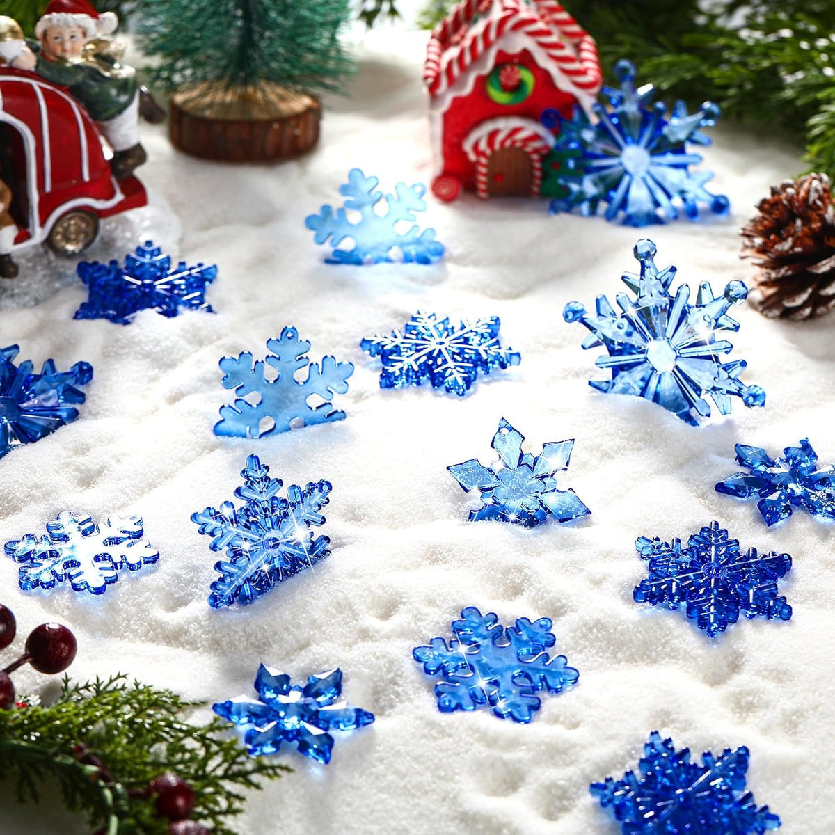 Dilunave 40 Pieces Christmas Snowflake Ornaments Acrylic Christmas Tree Decorations Crystal