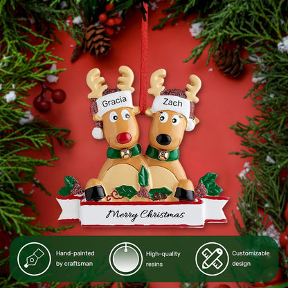 Personalized Christmas Ornaments 2025, Custom Reindeer Family Ornaments for Trees with Names