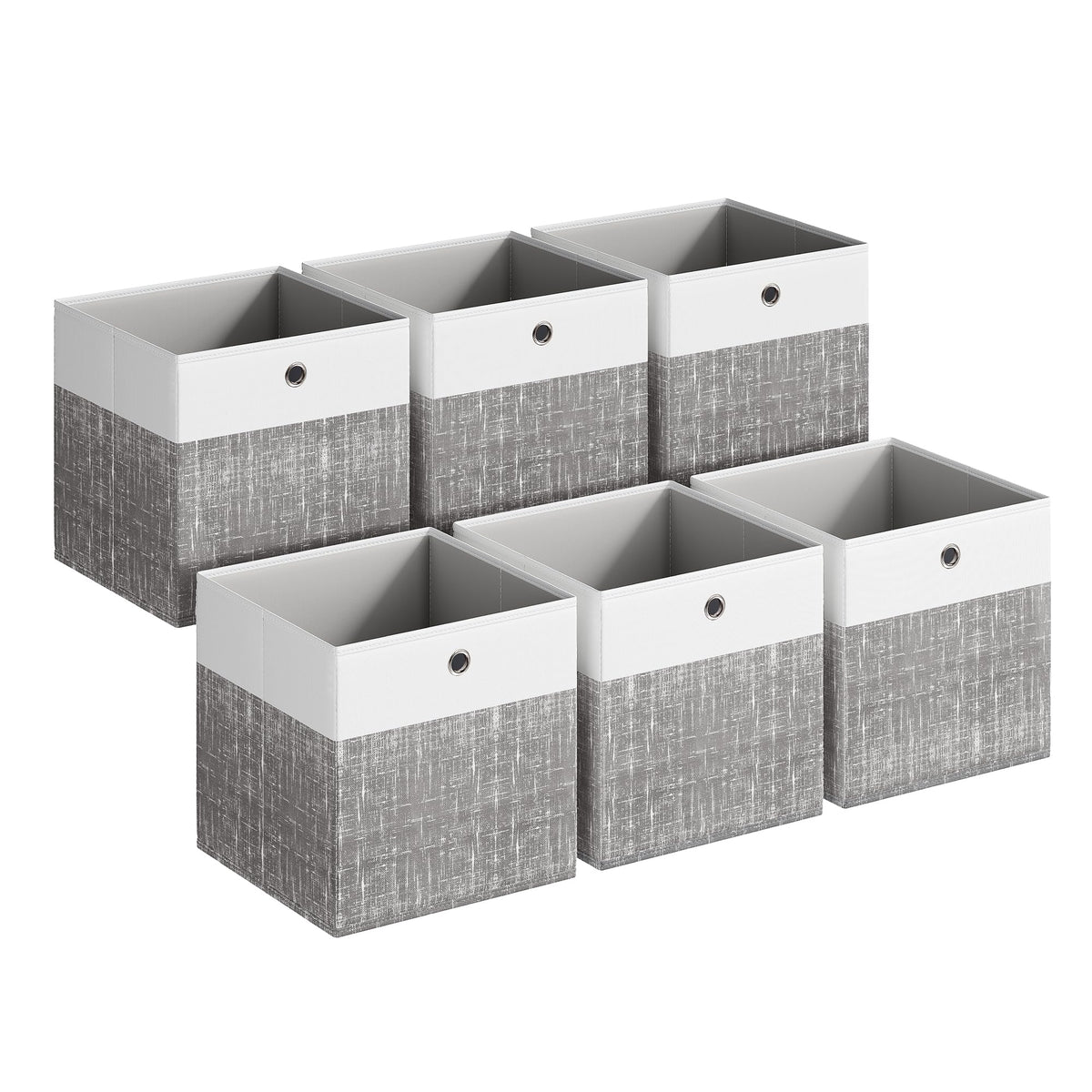 SONGMICS Storage Cubes, Set of 6 Foldable Fabric Storage Boxes, Cube Organizer Boxes with Handles