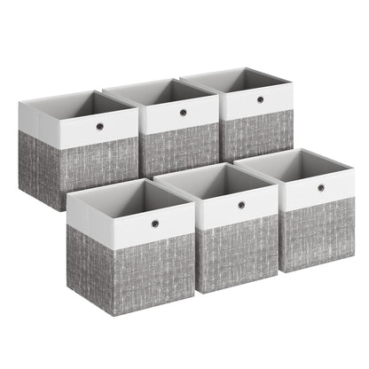 SONGMICS Storage Cubes, Set of 6 Foldable Fabric Storage Boxes, Cube Organizer Boxes with Handles