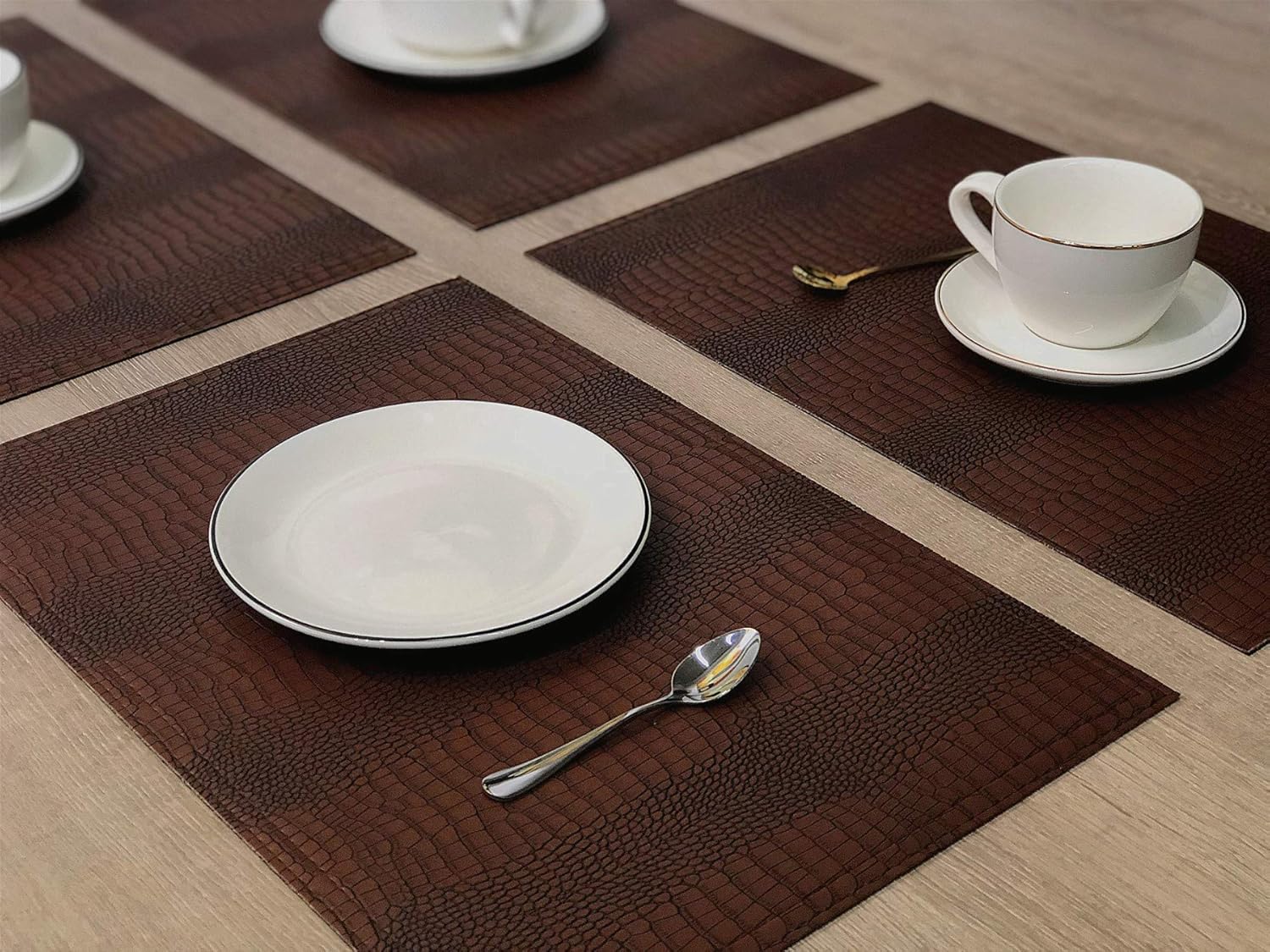 Set of 8 Faux Leather Placemats, PU Table Mats, Waterproof, Stain Resistant, Heat Resistant
