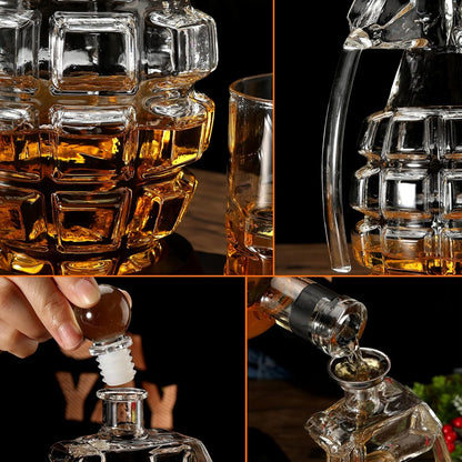 Whiskey Decanter Set Grenade Shaped Liquor Decanter Set with 2 Glasses - Scotch Bourbon Drinking